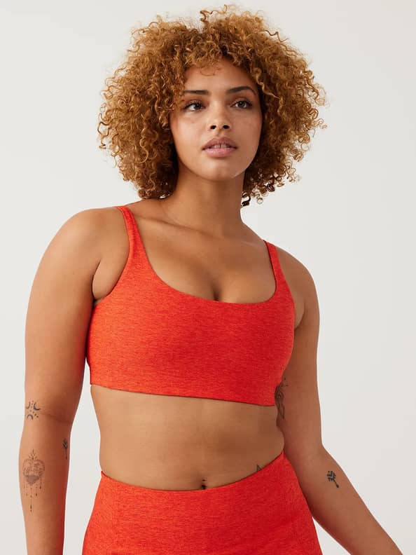 OUTDOOR VOICES Womens TechSweat Crop Sports BRA, Size XS, Coral Red  Racerback