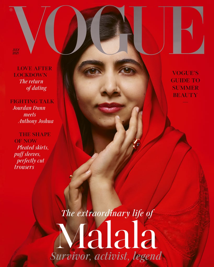 Malala Yousafzai wears a Stella McCartney look with Alice Cicolini rings.