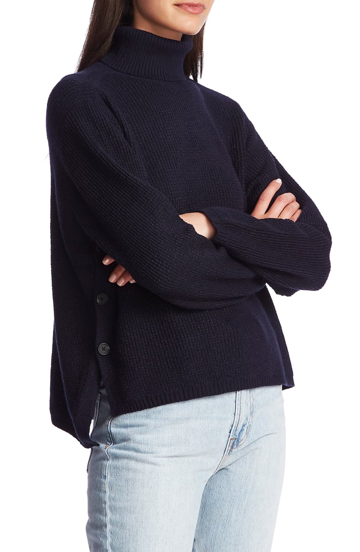 Side button shop turtleneck sweater