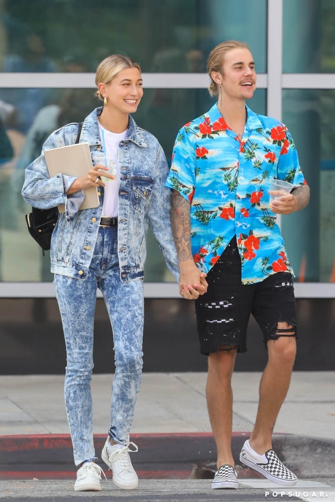 Hailey Baldwin Acid Wash Jeans With Justin Bieber