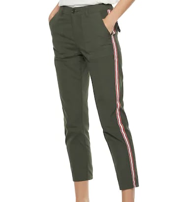 Constrast-Stripe Ankle Pants