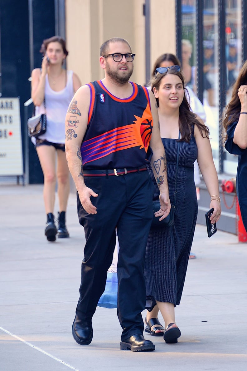 Jonah Hill and Beanie Feldstein in New York City in 2018