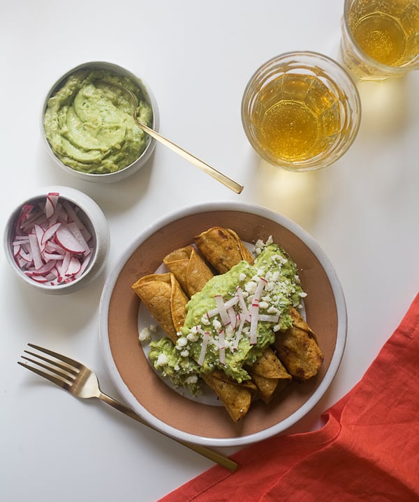 Crispy Chicken Taquitos With Avocado Crema