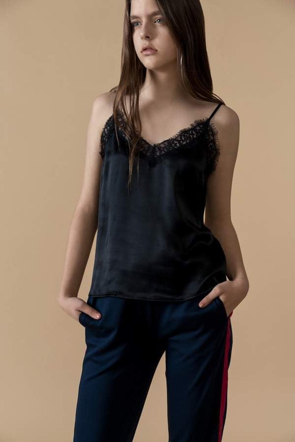 Genuine People Lace Silk Slip-On Top