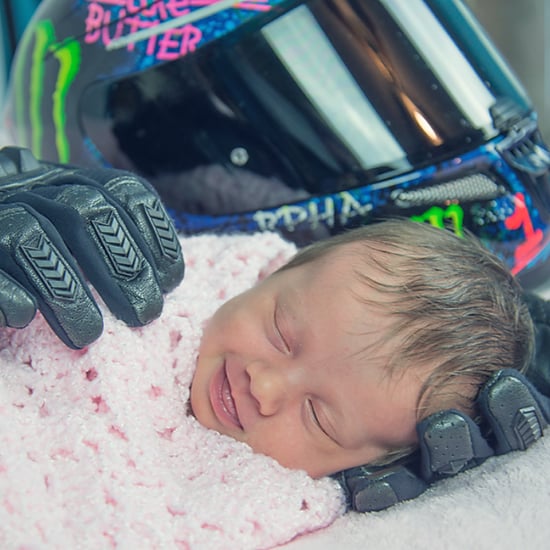 Baby Smiles in Photo With Late Dad's Motorcycle Gloves