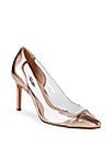 Charles David Clear Metallic Leather Pumps