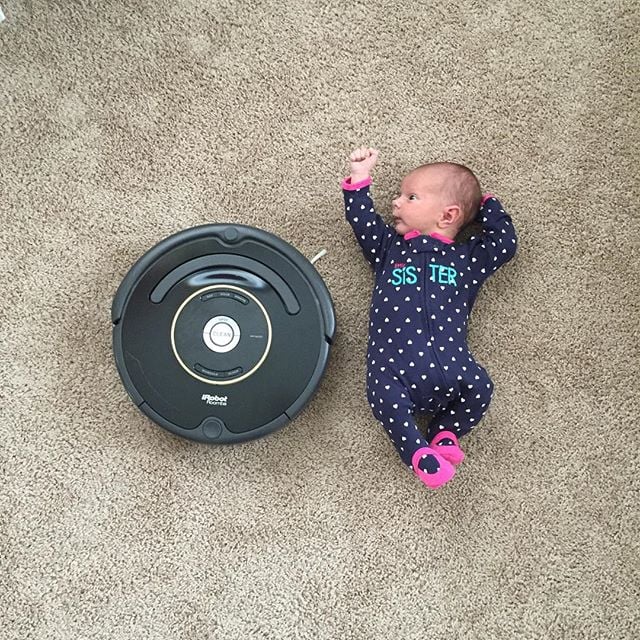 Baby vs. Roomba. WeeBabyVs Instagrams of Tiny Baby With Household