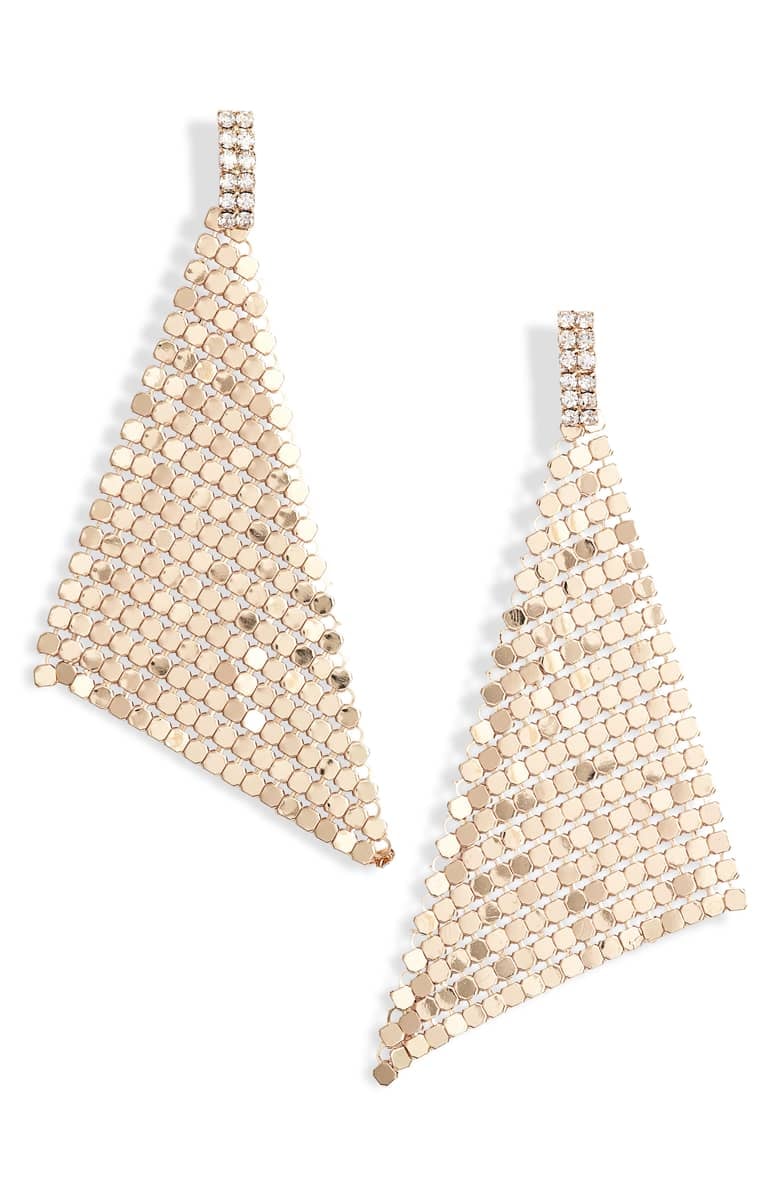 Leith Crystal Crystal & Chain Mail Triangle Earrings