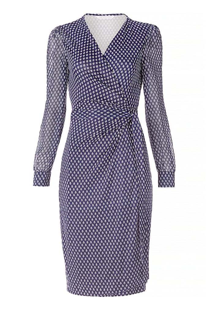 DVF 'Sigourney' Chiffon and Silk Combo Wrap Dress ($468)