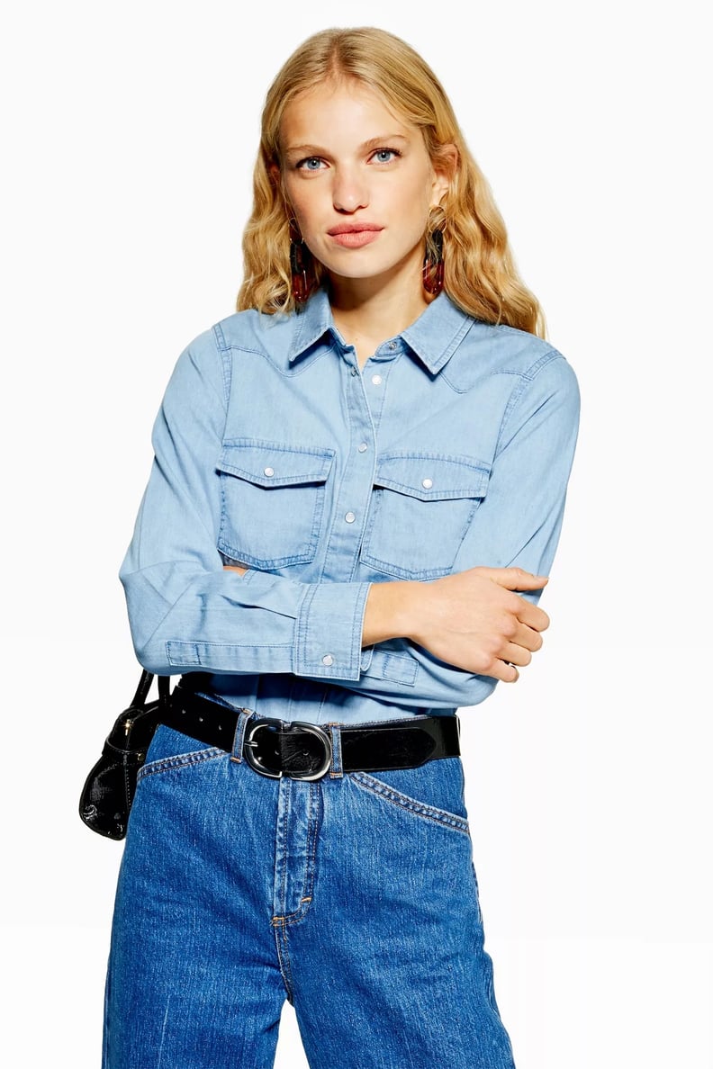 Topshop Fitted Denim Shirt