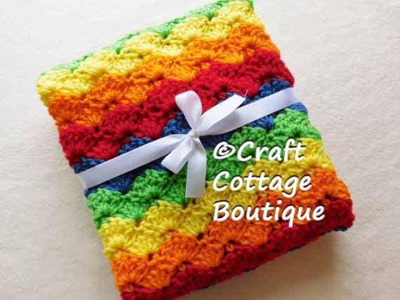 Handmade Crocheted Rainbow Baby Blanket