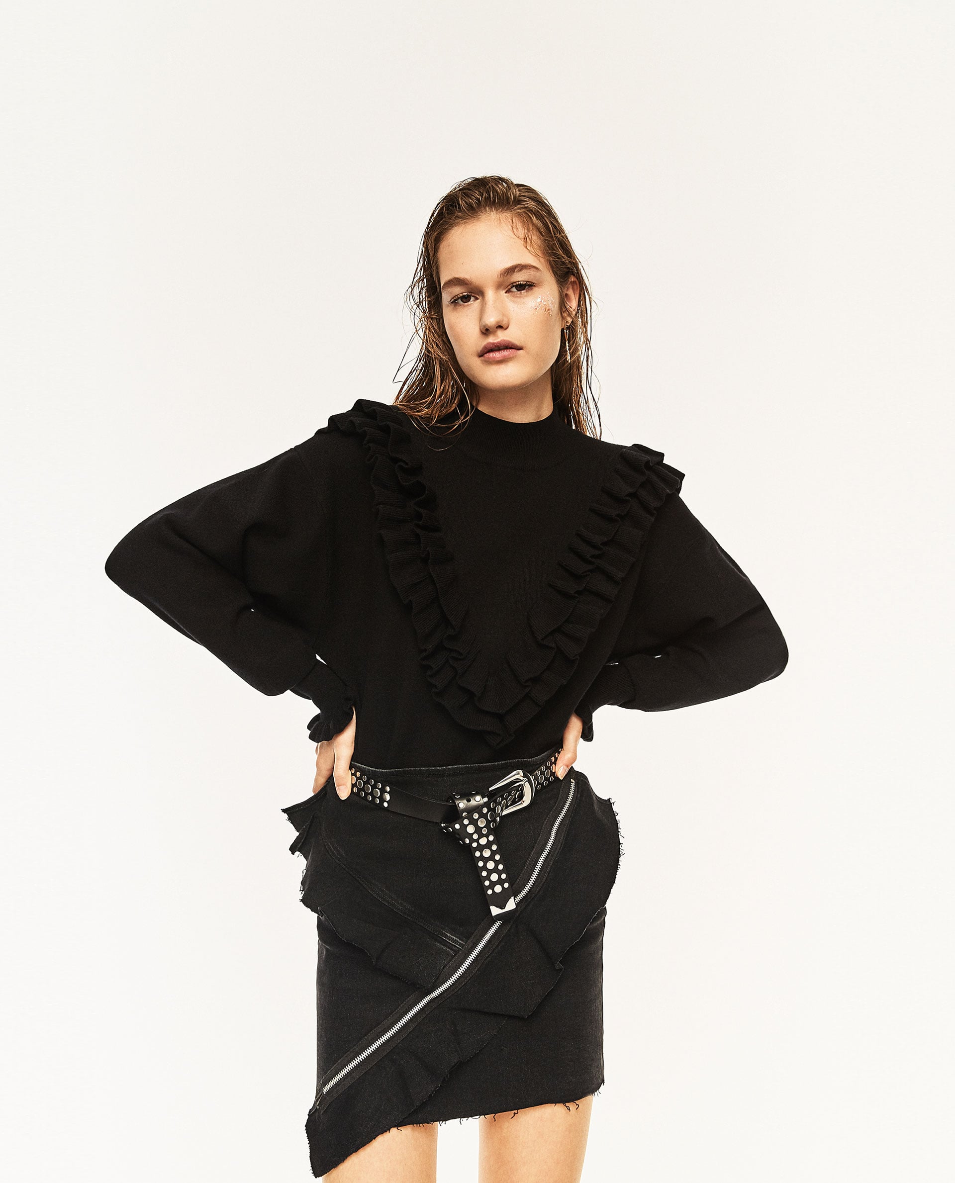 Black frill skirt on sale zara