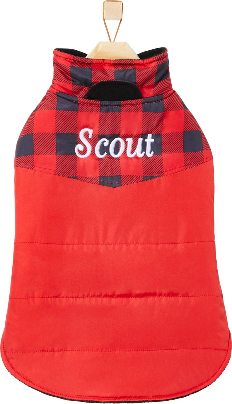 Something Cute: Frisco Personalized Boulder Plaid Insulated Dog & Cat Puffer Coat