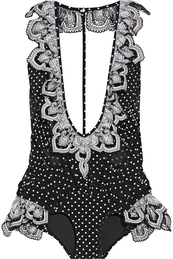 Zimmermann Ruffled Polka-Dot Halterneck Swimsuit ($740)