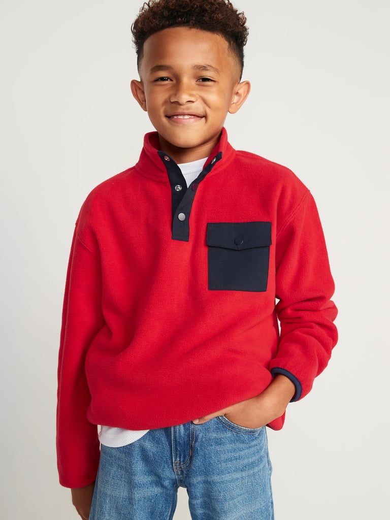 Kids' Apparel and Activewear: Old Navy Mock-Neck Snap-Front Micro Fleece Pullover Sweatshirt