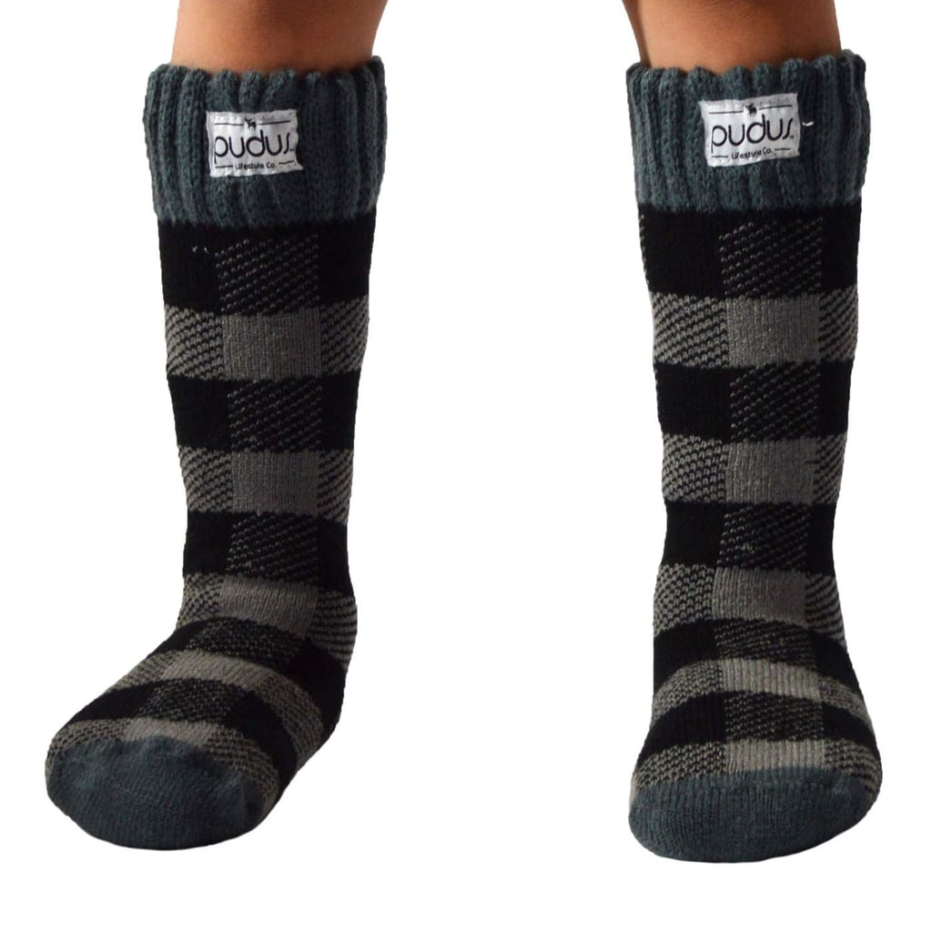 Pudus Kids' Tall Boot Socks in Lumberjack Grey