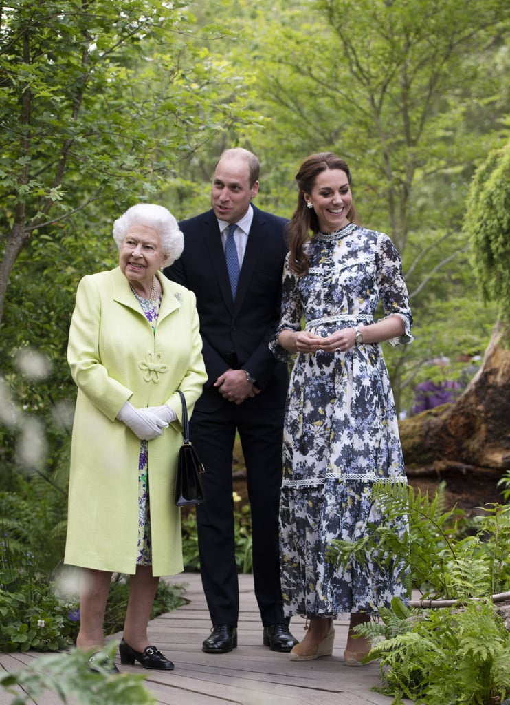 The queen visited the Chelsea Flower Show with Prince William and Kate Middleton in May 2019.