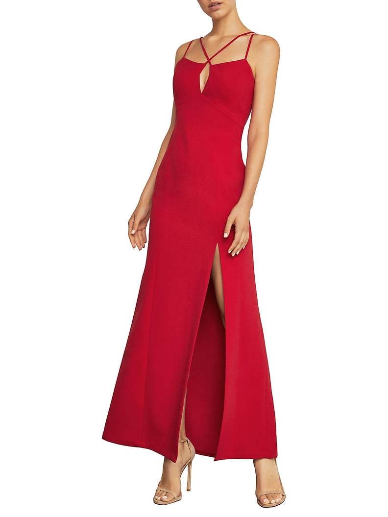 BCBG Max Azria Deep V-Neck Evening Gown