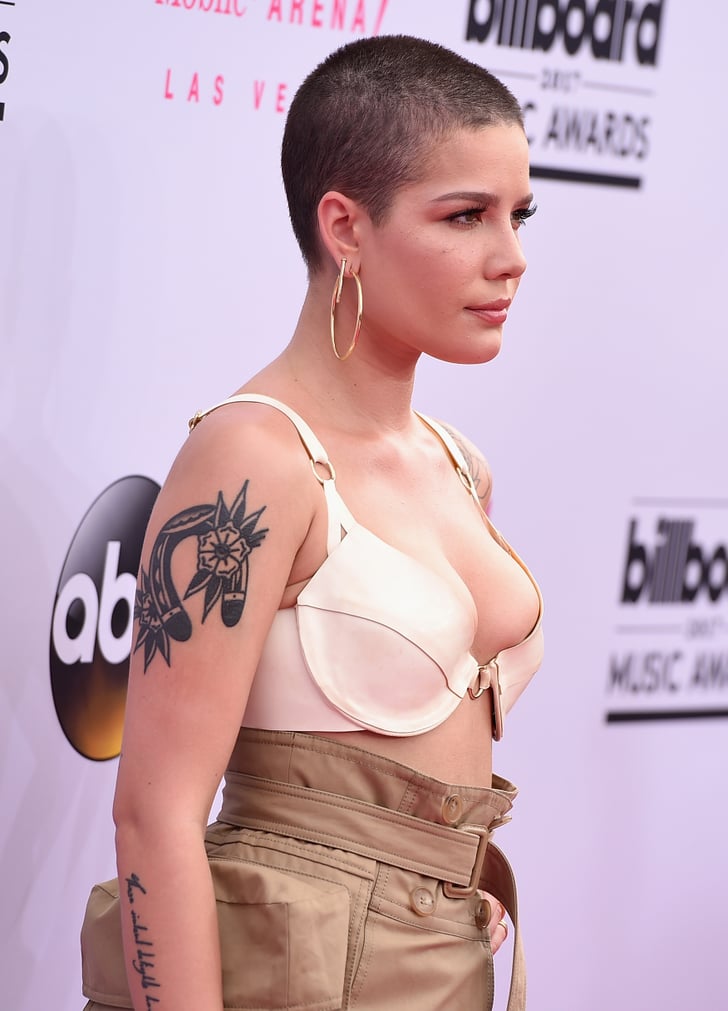 Halsey at the 2017 Billboard Music Awards Celebrity Tattoos Red