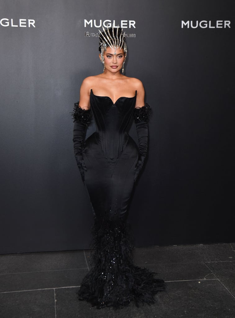 Kylie Jenner wearing Thierry Mugler at the Thierry Mugler Archive Exhibition in Brooklyn, NY.