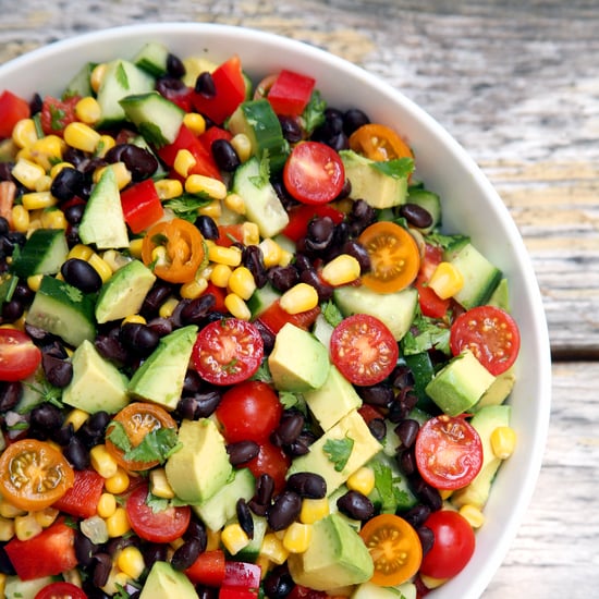 Cucumber, Black Bean, Corn, Tomato, and Avocado Salad