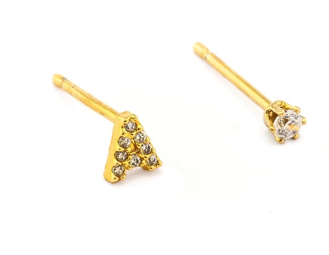 Tai Jewelry Pave Initial Mismatched Earrings