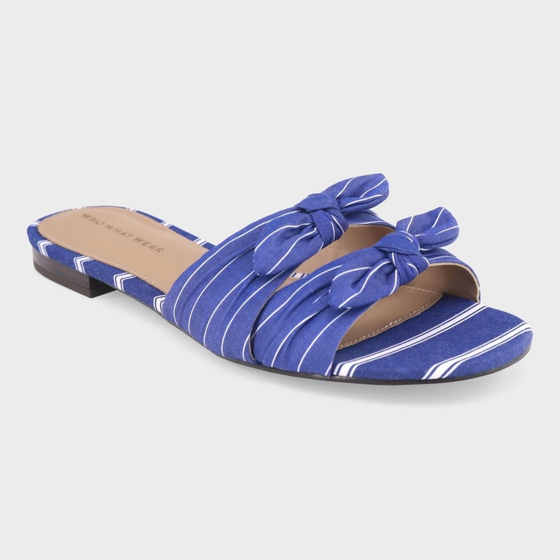 Florence Striped Bow Slide Sandals