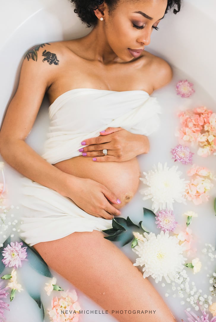 Milk Bath Pregnancy Maternity Photo Shoot POPSUGAR Family Photo 4