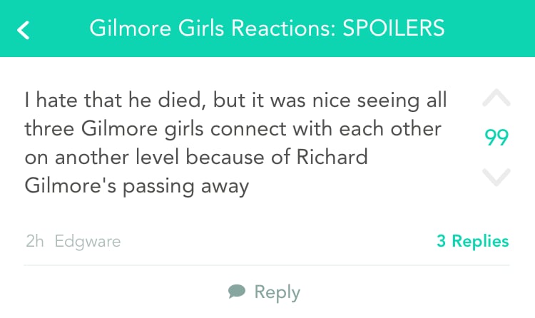 It was hard not to sob during any moment that touched upon Richard Gilmore.
