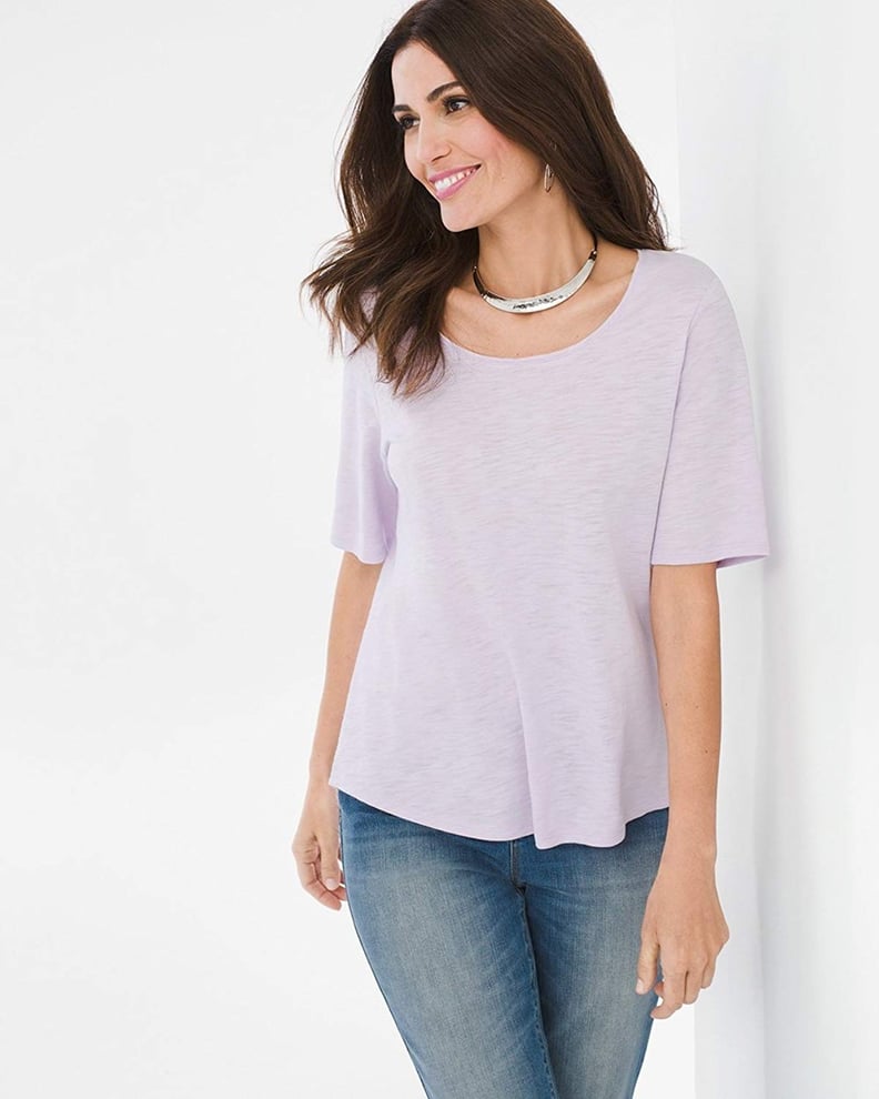 Chico's Cotton Slub Elbow-Sleeve Tee