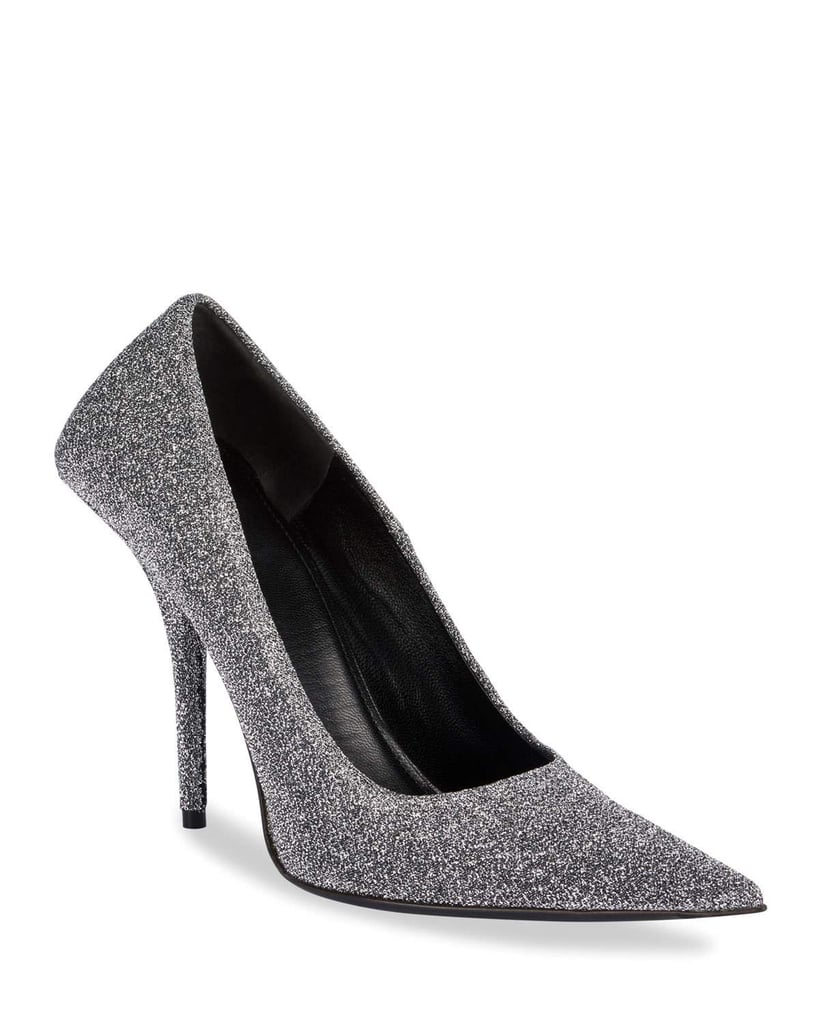 Balenciaga 80mm Square-Back Metallic Knife Pumps