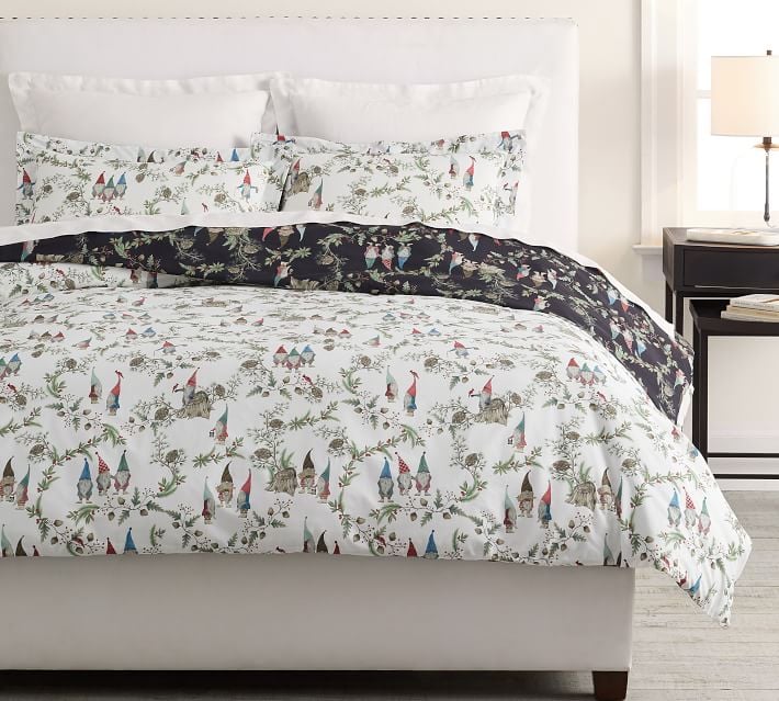 Forest Gnome Reversible Organic Percale Duvet Cover