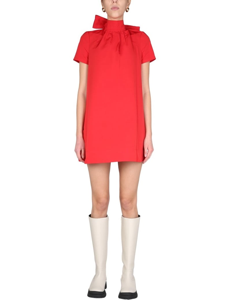 Staud High Neck Cut-Out Mini Dress