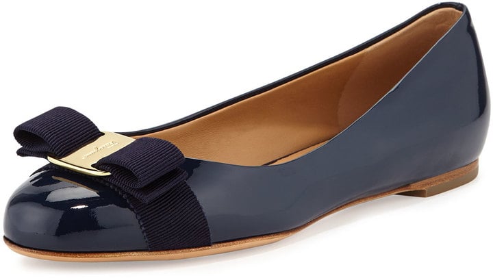 Salvatore Ferragamo Varina Patent Bow Flat ($525)