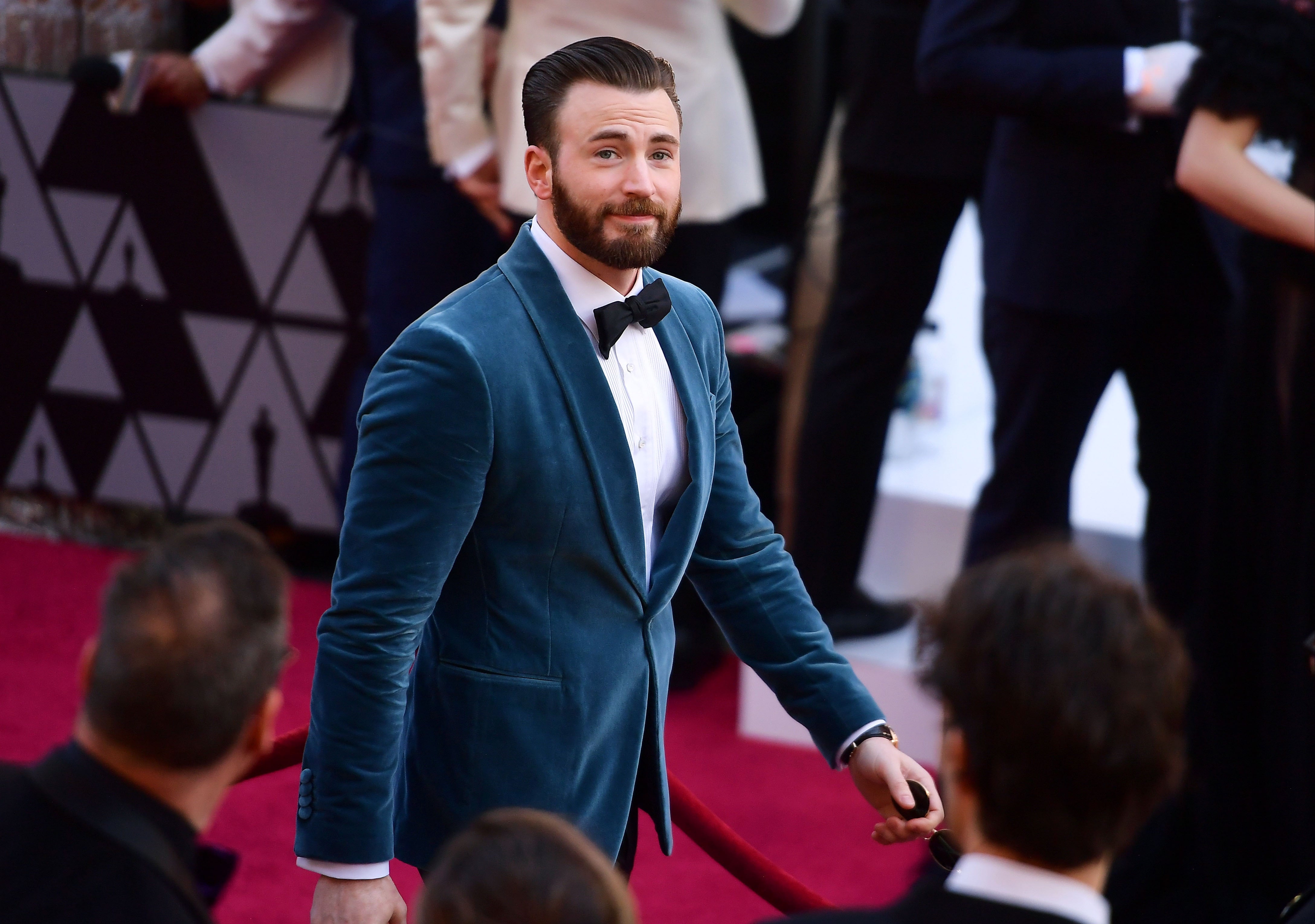 Chris Evans at the Oscars 2019 POPSUGAR Celebrity