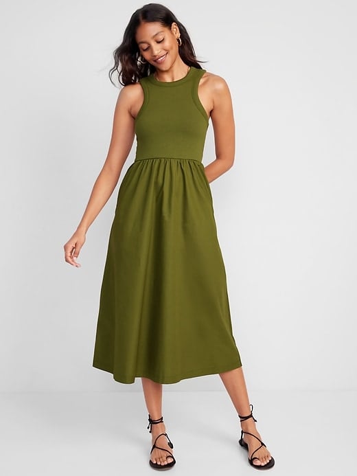 Old Navy Fit & Flare High-Neck Combination Midi Dress