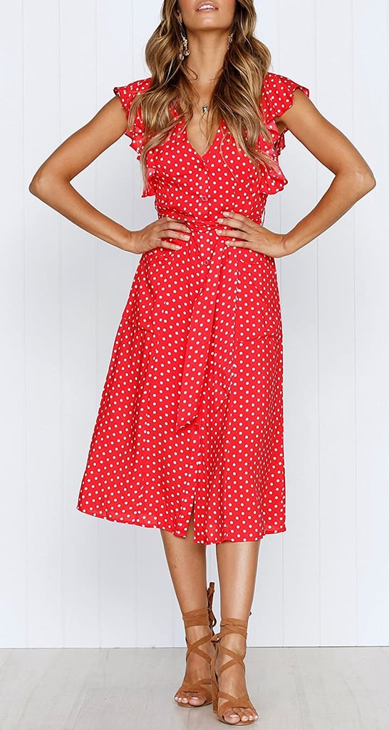 MITILLY Polka Dot Midi Dress with Pockets