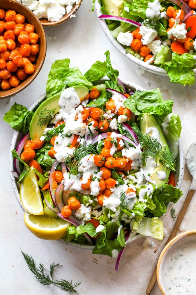 Buffalo Chickpea Salad With Yoghurt Ranch Dressing