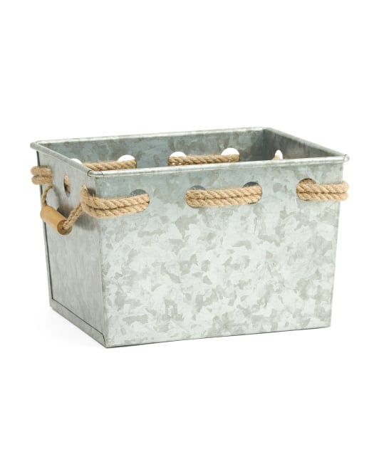 Jute & Wood Galvanized Storage Crate