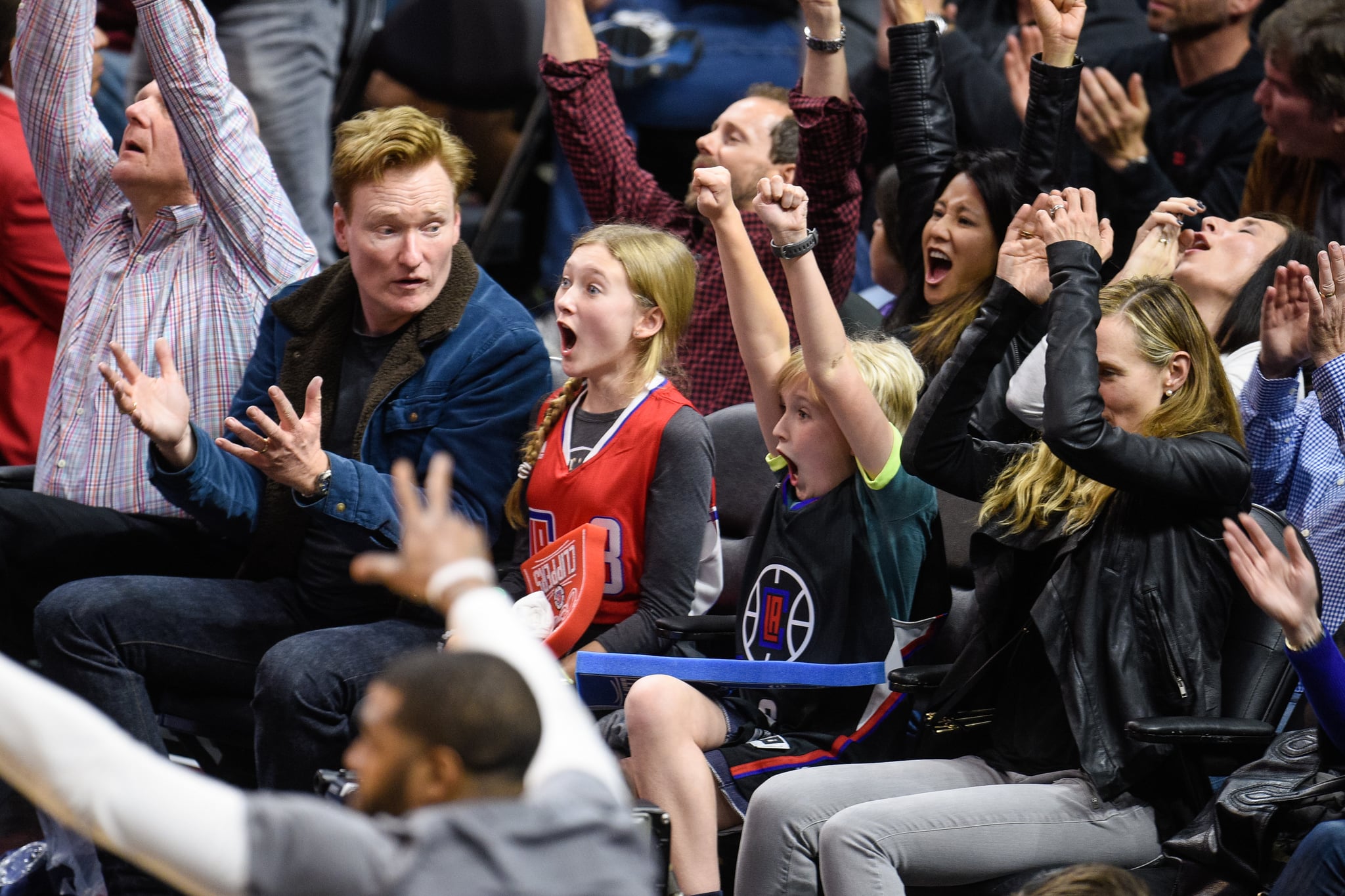 Conan O Brien And Kids At The Clippers Game January 2016 Popsugar Celebrity