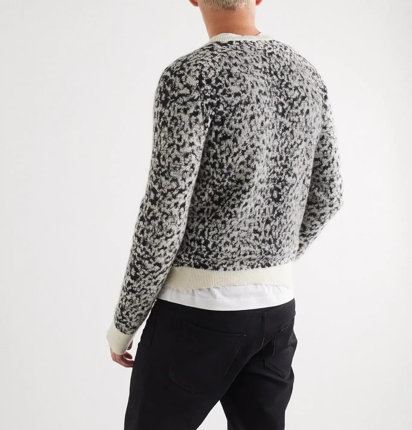 Pre Loved Saint Laurent Tiger Intarsia Jumper in Black Mohair