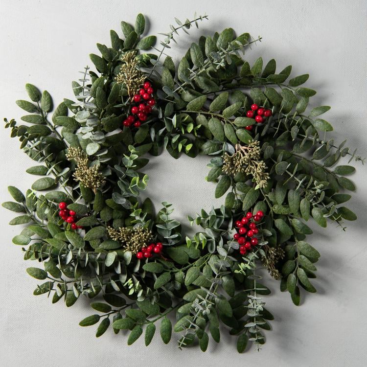 Magnolia Eucalyptus Red Berry Wreath