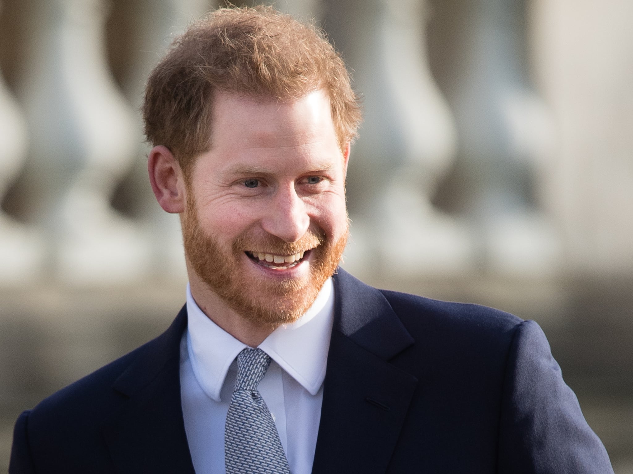 LONDON, ENGLAND - JANUARY 16: Prince Harry, Duke of Sussex hosts the Rugby League World Cup 2021 draws for the men's, women's and wheelchair tournaments at Buckingham Palace on January 16, 2020 in London, England. (Photo by Samir Hussein/WireImage)