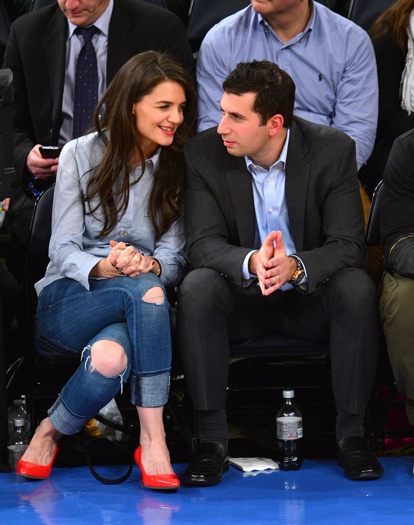Katie Holmes attended a NY Knicks game with her agent, Adam Schweitzer, in February 2013.