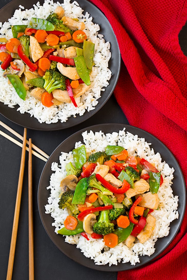 Chicken, Broccoli, Bell Pepper, and Snap Pea Stir-Fry