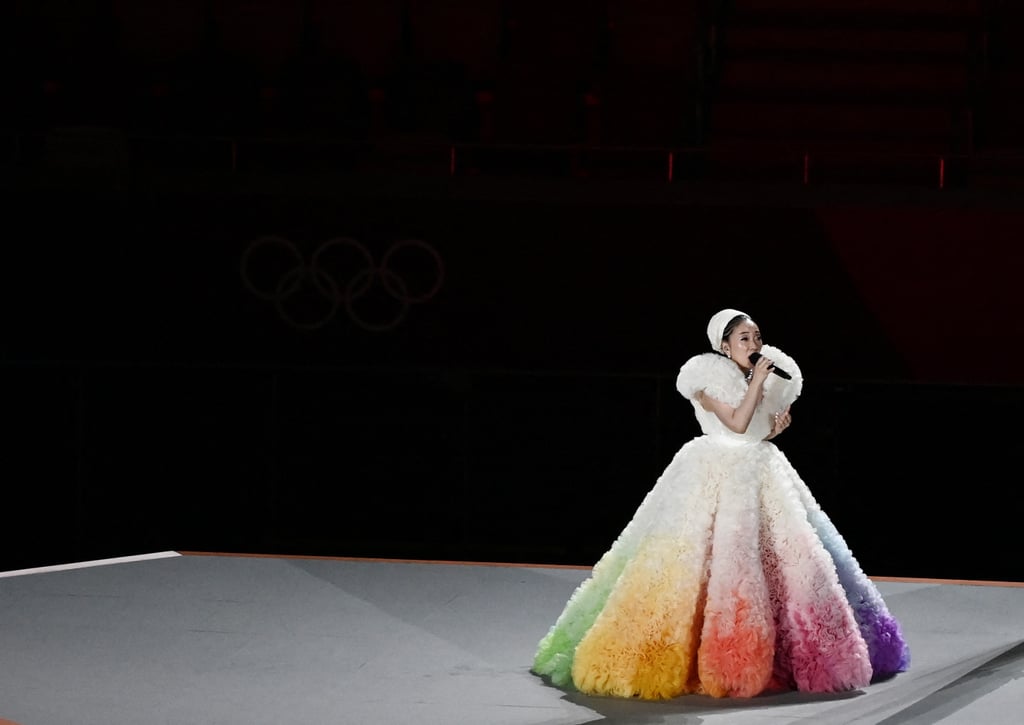 Misia's Rainbow Tomo Koizumi Gown During Tokyo Olympics