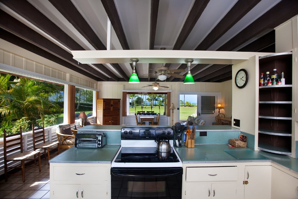 While it could use some updating, the interior of the property is a perfect beach house.