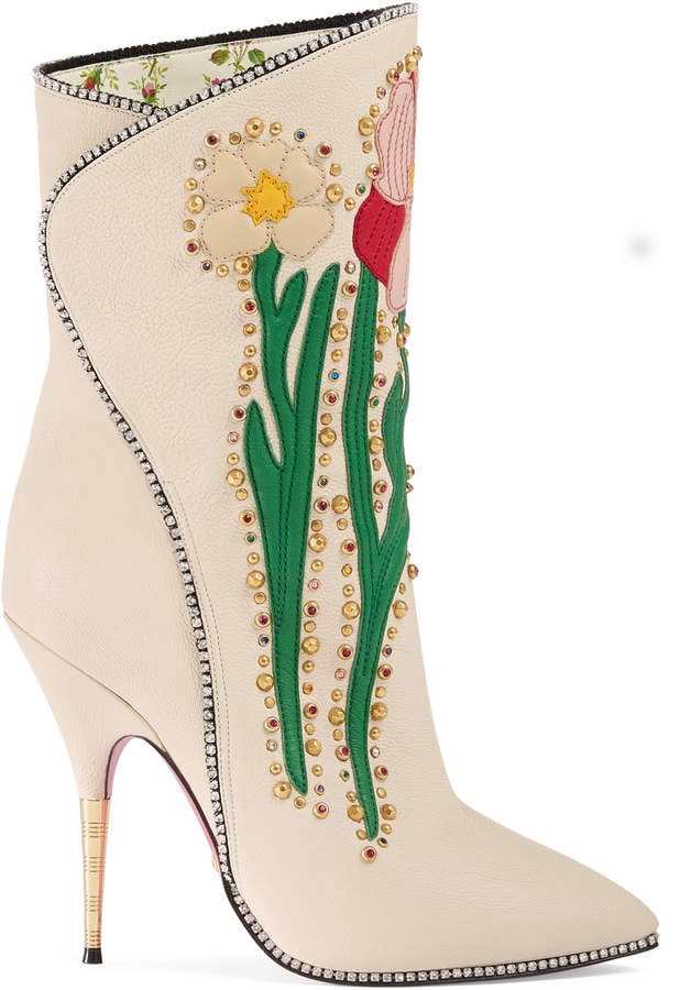 Gucci Flowers Intarsia Leather Boot