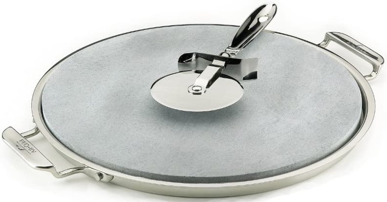 All-Clad 00280 Stainless Steel Serving Tray with 13-inch Pizza-Baker Stone Insert and Pizza Cutter