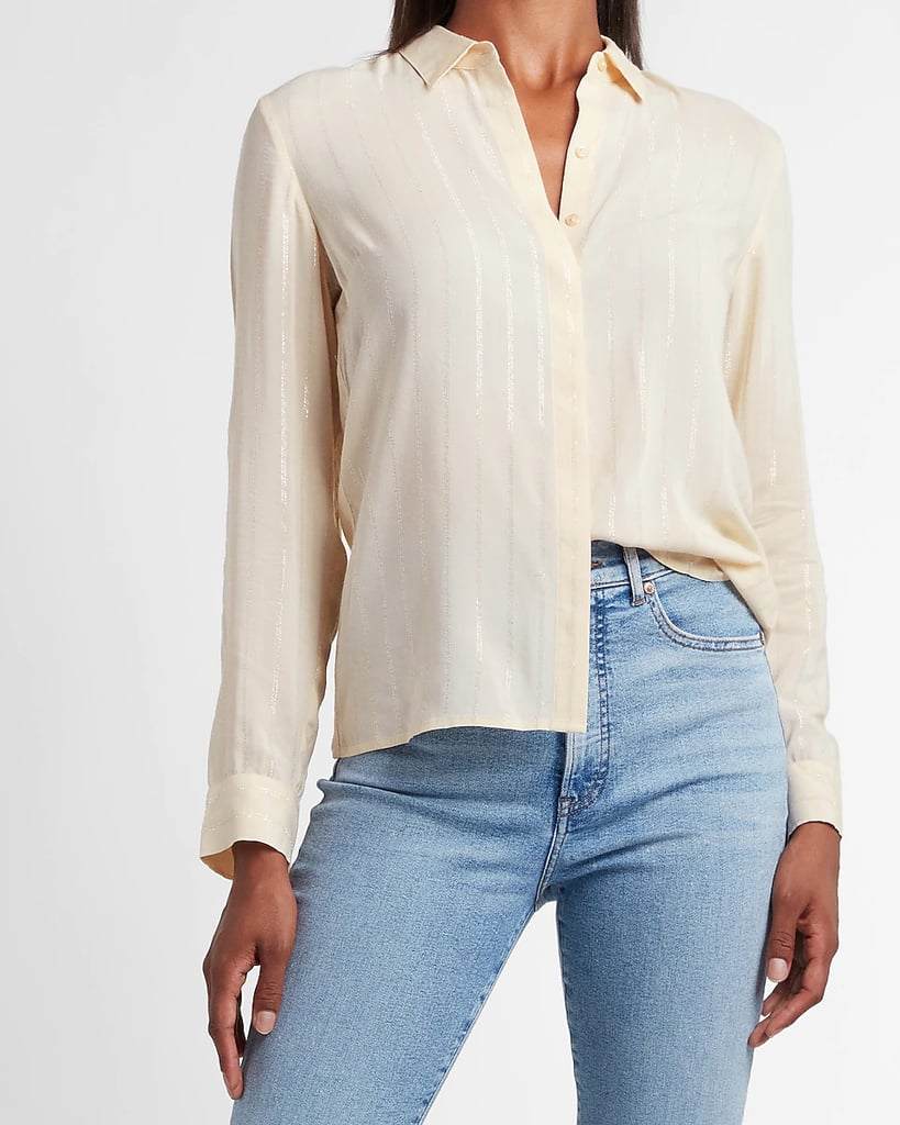 For a Classic Top: Express Metallic Striped Portofino Shirt